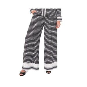 Vince Camuto Women's Border-Printed Mid-Rise Wide Leg-Pants Black & White S